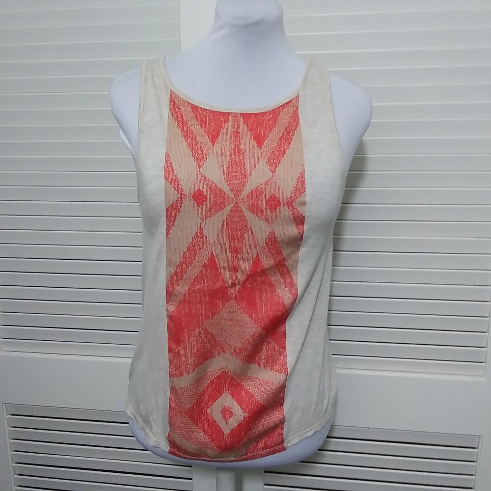 Anthropologie Ecote Top Orange Tan‎ Sleeveless Tee Shirt Womens Small